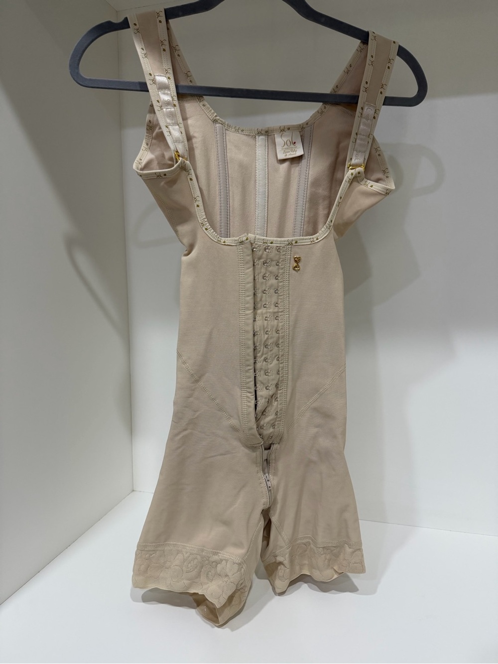 Beige Sculpting Jumpsuit Shapewear Bodysuit with Adjustable Straps